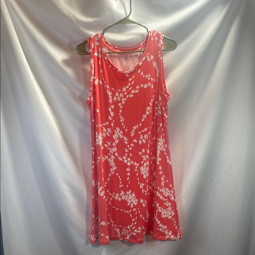 St. John's Bay Asymmetrical Dress in Coral and White